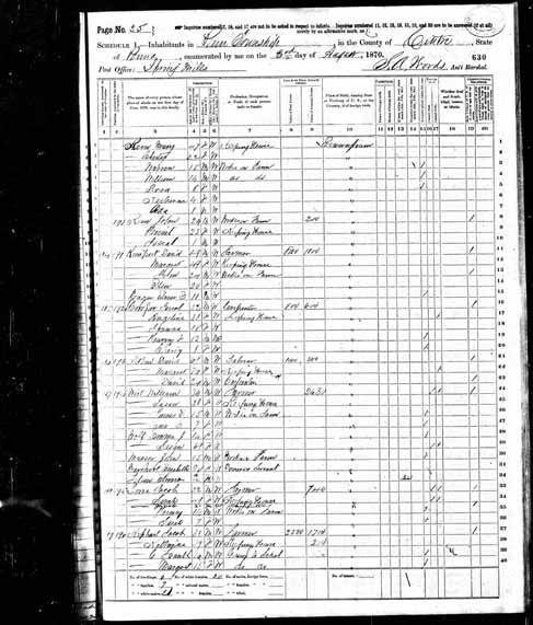 1870 United States Federal Census - Jacob Keen